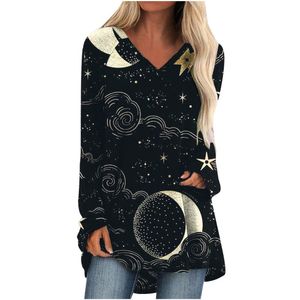 Camiseta para mujer Top de seda negro para mujer Casual de manga larga con cuello en V Patrón de estilo vintage Camisetas sueltas Camisetas con cuello de tortuga para mujerWom