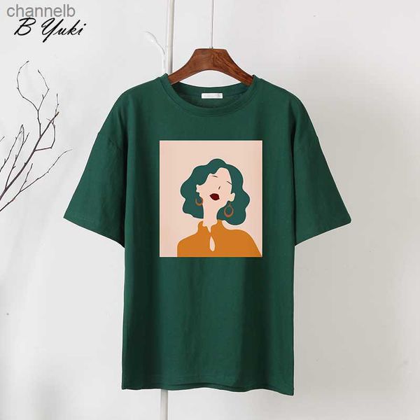 Camiseta de mujer Blessyuki Cute Girl Camiseta estampada Mujer Verano Nuevo 100% algodón Estética Personaje Impreso O Cuello Tops Mujer Suelta Cusual TeeL230519