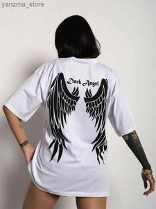 Camiseta de mujer Blessyuki Topio de algodón con estampado gótico Summer Vintage Vintage O-Ececo de OSCO Mayor Copa Coreana Strtwear Y2K Tops Y240420