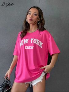 T-shirt féminin Blesyuki Summer Plus Taille T-shirts Coton Femmes 2023 Lettre Soft O-Neck Imprimé Tees Casual Short SLE SLE MATCH FE TOPS D240507