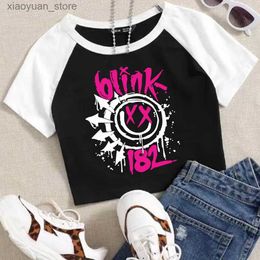 T-shirt Femme Blink 182 One More Time Crop Tops T-shirt Femmes Filles Mode O-Cou Manches courtes Fans de musique Chemises 240130