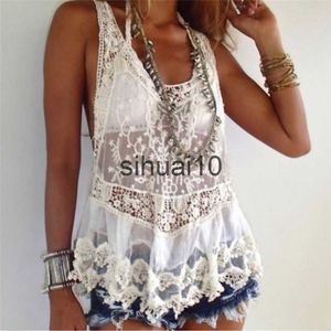 Vrouwen T-shirt BOHO GEÏNSPIREERD Boheemse gehaakte kant Racerback Tank Top Cover Up Cotton Blend zomer strand top nieuwe tank top boho vrouwen tops J230627