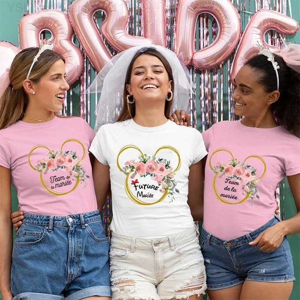 T-shirt Femme Bridal Shower Mariage T-shirt Français Femmes Bachelorette Hen Party Tshirt EVJF Future Bride Y2k Tshirt Team Bride Bridesmaid Tops L24312