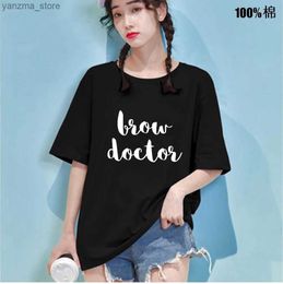 Dames t-shirt bruine dokter print dames t-shirt katoen casual grappig t-shirt geschikt voor jonge dames top van het lijn t-shirt 13 kleur rechte boot y240420