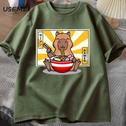 T-shirt féminin Capybara T-shirts de coton Vêtements pour hommes décontractés surdimension