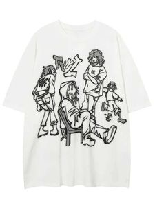 Dames t-shirt cartoon geprinte dames t-shirt dames oversized straat dames losse korte mouwen grafische t-shirt modieus t-shirt y2k topl2405