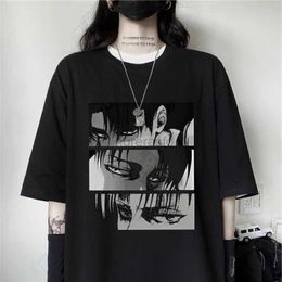 T-shirt Femme Dessin animé T-shirt femme japonais Anime attaque Titan Levi Ackerman Eye Punk haut Harajuku lâche gothique manches courtes unisexe T-shirt 240323