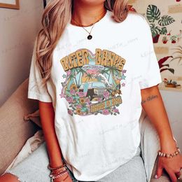 T-shirt femme décontracté surdimensionné tee surf Outer Banks graphique hauts femmes style rétro t-shirt vacances plage chemise à manches courtes chemise en coton T240129