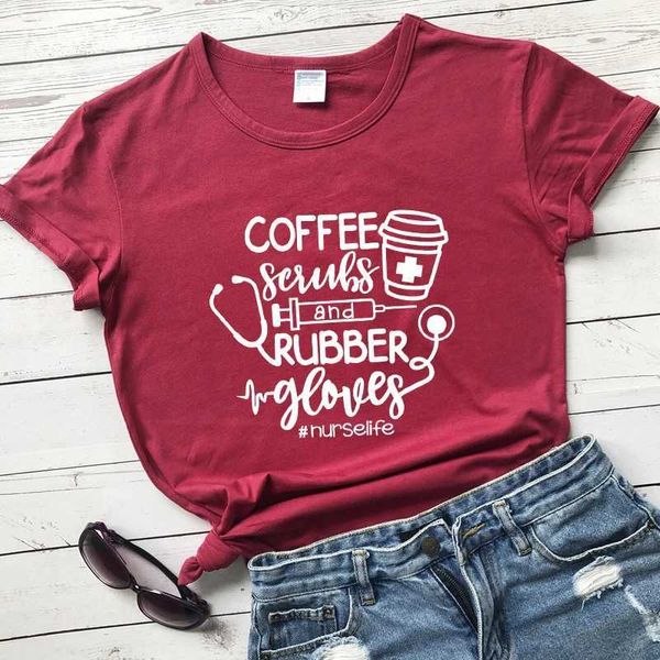 T-shirt pour femmes Sc t-shirts et gants en caoutchouc T-shirt Funny Nurse Life Quote Top Tee Shirt Cute Femmes Graphique Nursing Tshirt D240507