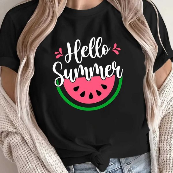 T-shirt pour femmes mignon t-shirt imprimé de pastèque drôle pour les femmes Summer Kawaii Girl T-shirts Fashion Modèle Short Slve Casual O-Leck Tops Y240506