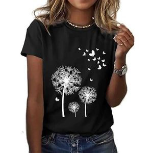 Dames t-shirt Dandelion 3D-print dames t-shirts mode losse top voor vrouwen casual zomer korte slev ts strt ademende y2k t-shirt t240523