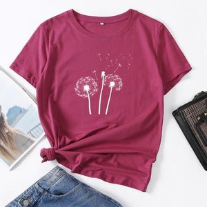 Dames t-shirt Dandelion Wildflower vrouw korte mouw T-shirt zomer tops voor vrouwen katoen grafische tee vrouwelijke kleding w220408