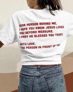 T-shirt pour femmes chère personne derrière moi Love Like Jesus T-shirt Femmes 100% coton drôle Tumblr Casual Fashion Quote Hipster Unisexe Tee Top Tshirt 230721