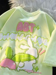 Camiseta de mujer Deeptown Kawaii Rabbit Print Camisetas Mujer Harajuku Sweet Gir Tops Mujer Gráfico Algodón Casual Kpop Camiseta Cute Tees Verano 230503