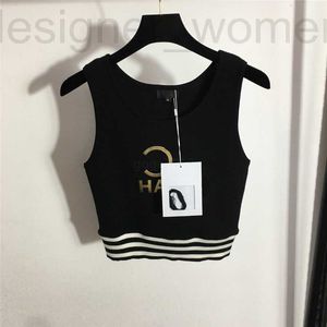 Dames T-shirt Designer 2022 Dames Summer Gebreide T-shirt Tops met letterpatroon Girls Korte merk Milan Runway Crop Top Clothing High End Stretch Pullover Vest