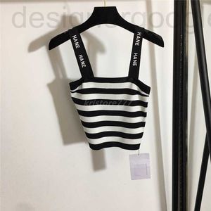 T-shirt pour femmes designer 2022 tee-shirt en tricot d'été pour femmes avec lettre imprimée milan piste coton rayé slash cou crop top t-shirt vêtements haut de gamme sexy