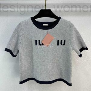 Dames T-shirt Designer 2023 SS Wool T-shit Tops met letterpatroon Milaan Runway Crop Top T-shirt Kleding High End aangepaste elasticiteit Pullover Sweaters Shirt U8XT