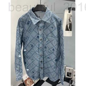 T-shirt pour femmes Designer 2024 Nouveau Xiaoxiang Print Jacquard Denim Shirt décontracté et manteau de rue paresseux pour femmes unqv