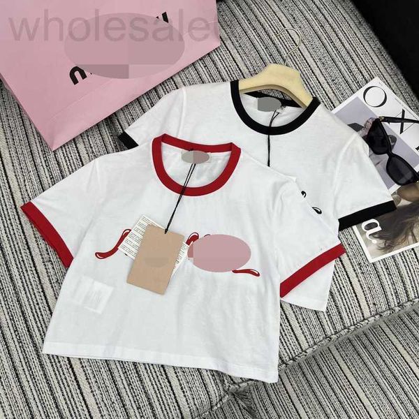 T-shirt Femme Designer 2024 Printemps Nouveau T-shirt à manches courtes Korean Wind Hot Spicy Girl Top Col rond Imprimé Dopamine Bottom Shirt 3R0F