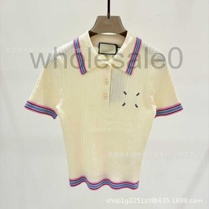 T-shirt pour femmes Designer 2024 Été Nouveau G + Polo Polo Cute Cherry broderie Slim Fit Academy Style Knited Court Sleeves 1L23