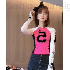 T-shirt femme designer 23ss marque femme T-shirt à manches longues Xiao Xiang Camellia numéro 5 Haut imprimé Tops de base de couleur assortie Vêtements pour femmes de haute qualité a1 Q9NH