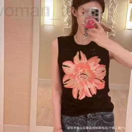 Diseñador de camisetas para mujeres 24S Flower Sequin Bordin Cashmere Chaleco de cachemira Versión coincidente Celebry Celebry Qianjin Nanyou Polo Edition 2Z5L