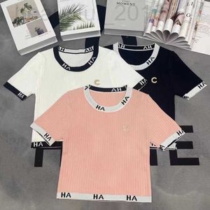 T-shirt pour femmes Designer 24SS NOUVEAU COULEUR ROUND COULE BLOC CONCEPTION SEMPLE SMEUX T-shirt de soie à manches courtes à manches courtes élastiques PSH9 PSH9