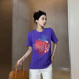T-shirt Femme Designer Marque 2024 Début Printemps Nouveau G-Home Couleur Contraste Design Apple Imprimer Slim Fit Mode Coton T-shirt à manches courtes pour les femmes O9AX