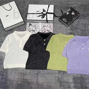 Dames T-shirt Designer Brand 24 Zomer Nieuwe P Familie Polo-halslijn Mousserende zijden borduurbrief BREEKT KORTE MEEVEN Women 0UDB