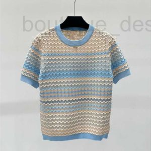 Dames T-shirt Designer merk GAODING 24 ZOMER NIEUW KLEINE GROOT WINDGAVE STRIPE GRADIENT GROTIENT Mode veelzijdig, leeftijd reducerende gebreide korte mouwen vrouwen 8tog