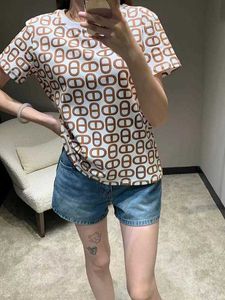 Dames t-shirt designer merk H mini varkensneus bedrukt ronde nek korte mouw t-shirt voor vrouwen 88e