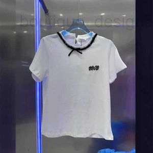 Dames T-shirt Designer merk trendy merk pailletten lint boog t-shirt voor vrouwen in het voorjaar van 2024, witte letters, eenvoudige en veelzijdige, passende korte mouwen half chhi