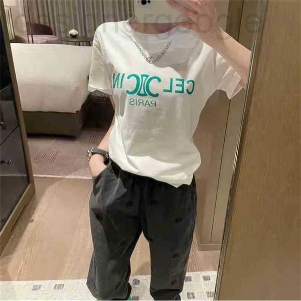 Diseñador de camisetas para mujer Ropa barata 70% de descuento CE cadena impresa en casa Camiseta de manga corta para mujer 2022 nuevo diseño sentido de minoría y top suelto versátil KCW7