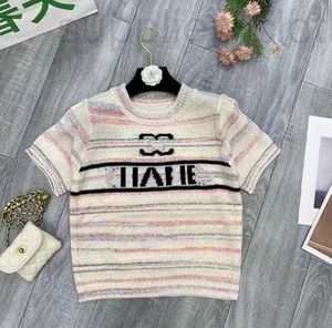 Dames T-shirt Designer Designer Designer Knits Teet Stripe T-shirts Koreaanse CC Print Letter Gebreide Jumper T-shirt Camisetas pullover tops AIAP