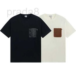 T-shirt das mulheres Designer de alta versão 23SS primavera e verão novo clássico peito couro falso bolso homens mulheres manga curta t-shirt algodão 4B8R