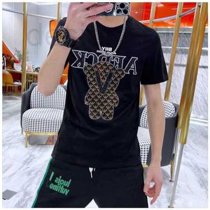 Diseñador de camisetas para mujeres Diamantes Hot Diamond Camiseta de manga corta Ins Fashion Marding Malty Clothing 2022 New Summer Ruffian Handsome Trend Kkg6 Kkg6