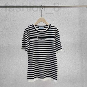 T-shirt Femme Designer Lettre Jacquard Femmes T-shirt Luxe Rayé Chemises tricotées Casual Manches courtes Tops d'été pour femme 73TF