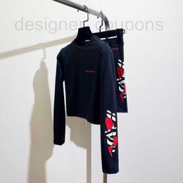 Camiseta para mujer Diseñador de lujo Shenzhen Wear Versión correcta ~ ch Kro Family Camiseta de manga larga de cintura alta Otoño e invierno Nueva camiseta estampada MNJ8