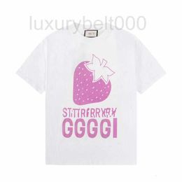 T-shirt femme designer luxe fraise micro étiquette impression T-shirt à manches courtes femme haut d'été décontracté 7Y8I