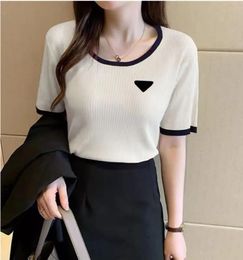 Women's T-shirt Designer Luxury Women's Autumn and Winter Knitted Shirt Sexy Women's Bunch Round Neck Shirt Slim Fit Short Sleeve Summer Breathable Apparel S-L