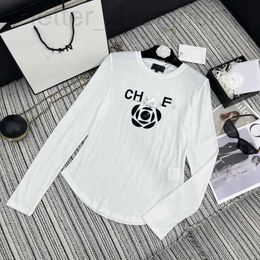 T-shirt Femme Designer LuxuryNew CH Nanyou Petit Vent Parfumé Doux Vieillissement Camélia Lettre Flocage Col Rond Chemise 4D8H