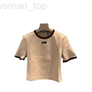 Dames T-shirtontwerper Miu 24 Lente/zomer Nieuwe ronde nek Contrast Gebreide korte mouwen Top T-shirt Academie Origineel Ban Kainan Oil QD6Y