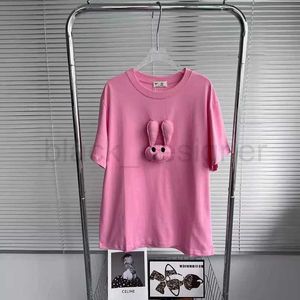 Dames T-shirtontwerper MM FAMILY 24SS NIEUW PINK FRONT 3D Rabbit Doll Back Sparkling T-shirt 91rj