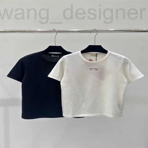 T-shirt Femme Designer Nanyou Gaoding 24 Printemps / Été Nouveau Miu + Lettre brodée col rond manches courtes T-shirt tricoté Top VOF5