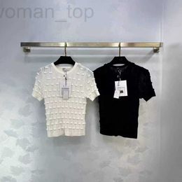 Dames T-shirtontwerper NIEUWE CH HOOG Definitieve eenvoudige stijl woon-werkverkeer veelzijdige kleine en populaire jacquard gebreide ronde nek korte mouwen t-shirt ke2t