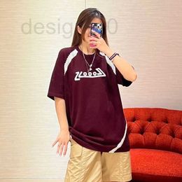 Camiseta de mujer diseñador nueva tira tejida empalme manga corta unisex reemplazo plano Camiseta de punto de algodón puro tendencia X2CI