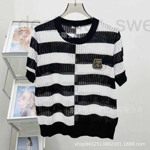 Dames T-shirt Designer Round Neck Hollowed Out Striped Letter Gebreide T-shirt korte mouwen dames top 2024 vroege voorjaar nieuwe stijl P1OG