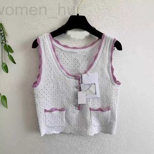 Designer de t-shirts pour femmes Shenzhen Nanyou Huo ~ 24 printemps / été nouveau produit Small Fragant Ver-cuillère à tricot tricoté blanc creux pour femmes 7ta2