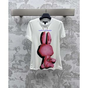 T-shirt pour femmes Chaîne de chemises léopard jupe polo rond Coton Coton T-shirt à manches courte mignon T-shirt décoratif de lapin de cartois mignon 5509