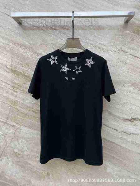 T-Shirt Femme Designer Printemps/Été 23 Nouvel Ordre Diamant Pentagramme Décoratif Col Rond T-shirt Manches Courtes KZD2